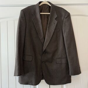 Vintage 1970’s silk wool blend Classic Brown Checkered Men's Blazer size XL/44L
